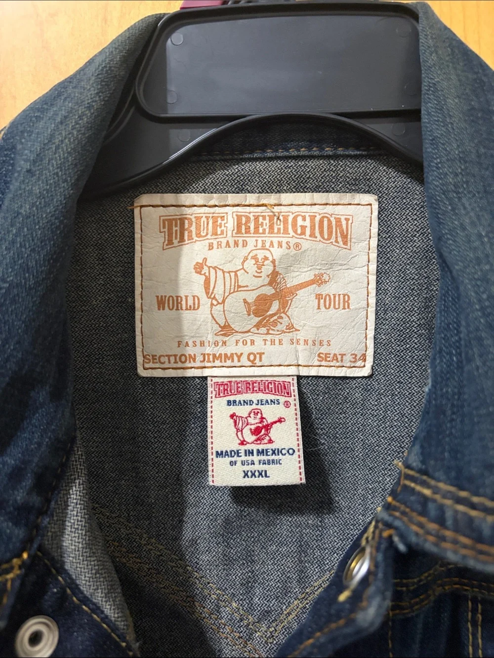 True Religion Indigo Washed Denim Jacket with Contrast Stitching